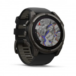 Умные часы Garmin Fenix 8, 51 мм, Solar, Sapphire Carbon Gray DLC Titanium with Black/Pebble Gray Silicone 010-02907-10