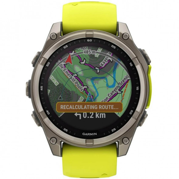 Умные часы Garmin Fenix 8, 51 мм, Solar, Sapphire Titanium with AMP Yellow/Graphite Silicone Band 010-02907-20 в Краснодаре