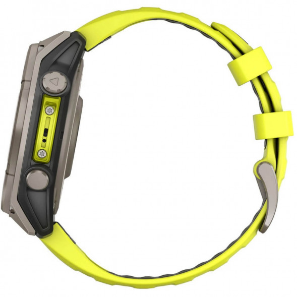 Умные часы Garmin Fenix 8, 51 мм, Solar, Sapphire Titanium with AMP Yellow/Graphite Silicone Band 010-02907-20 в Краснодаре