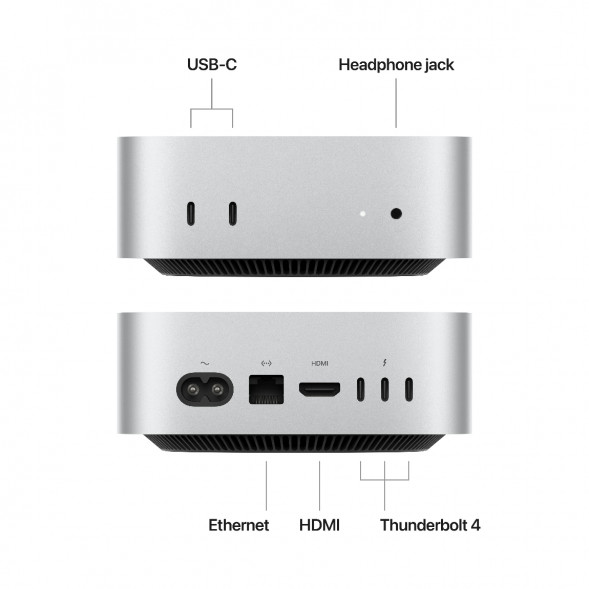 Компьютер Apple Mac mini M4 2024 (MU9E3) (10 Core GPU, 16ГБ, 512ГБ SSD, Apple, macOS), серебристый в Краснодаре